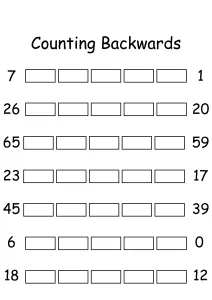 Counting Backwards by 1s - Write Missing Numbers